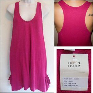 NWT Eileen Fisher tank dress S Hemp Organic cotton Purple Rose Racer back Midi
